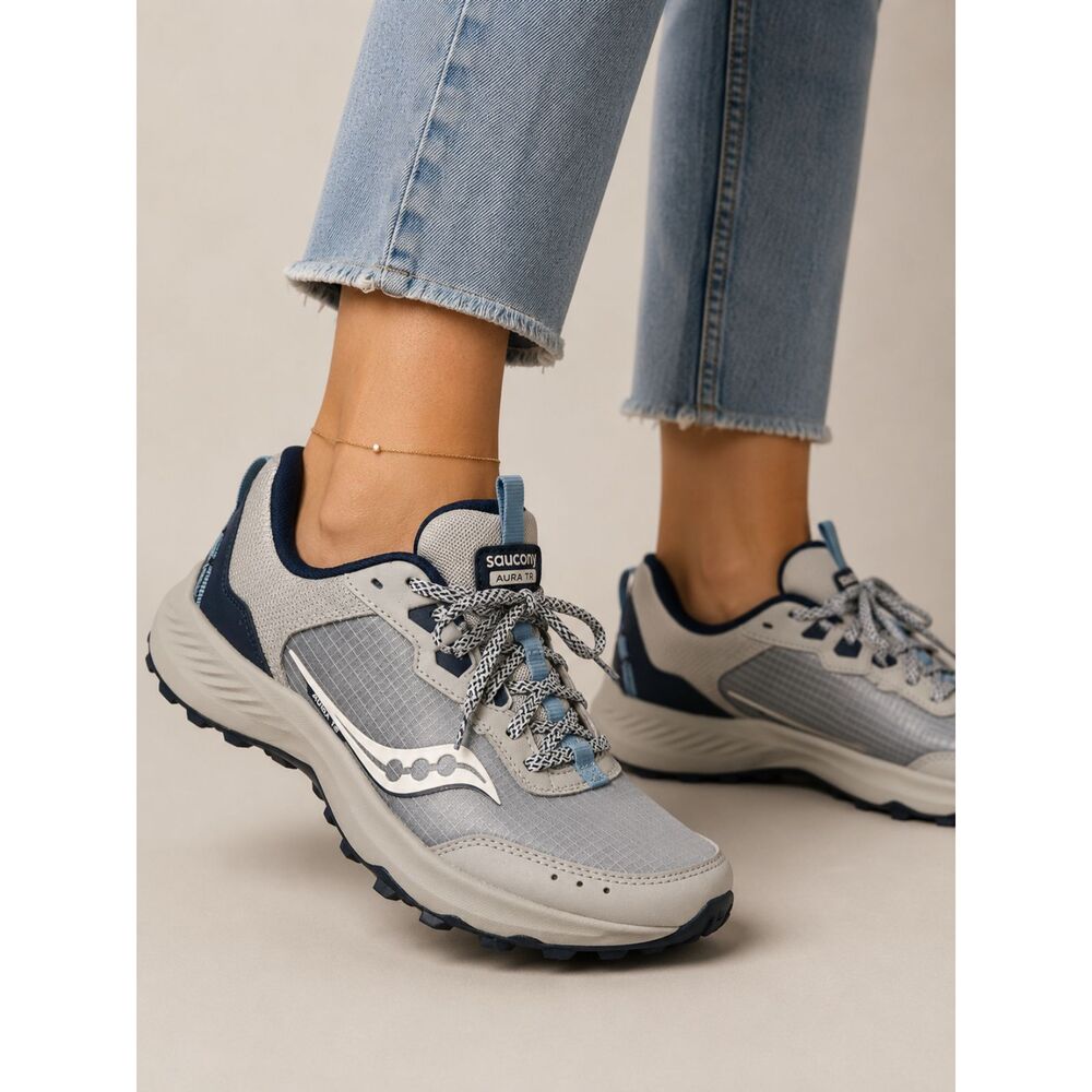Saucony Aura TR Trail Running Shoes Women’s 9W Blue Gray Hiking Sneakers